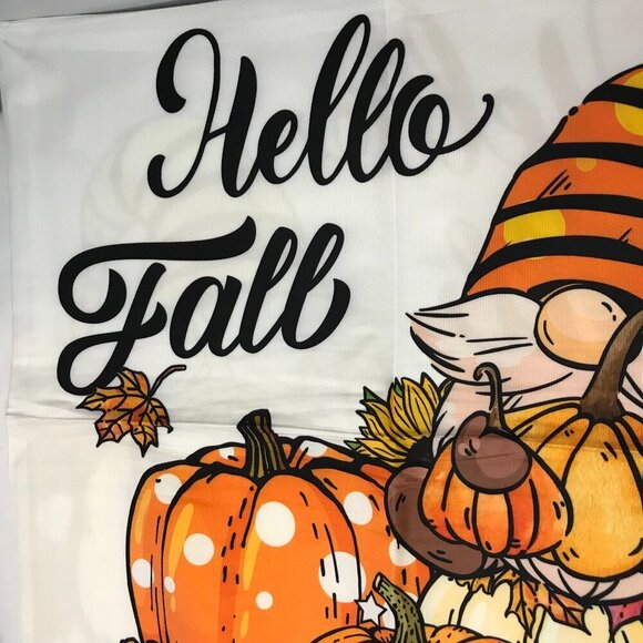 NWOT Pillow cover. Fall pumpkin, gnome, leaves, Hello Fall!  fits 18"-19" pillow - Picture 4 of 7